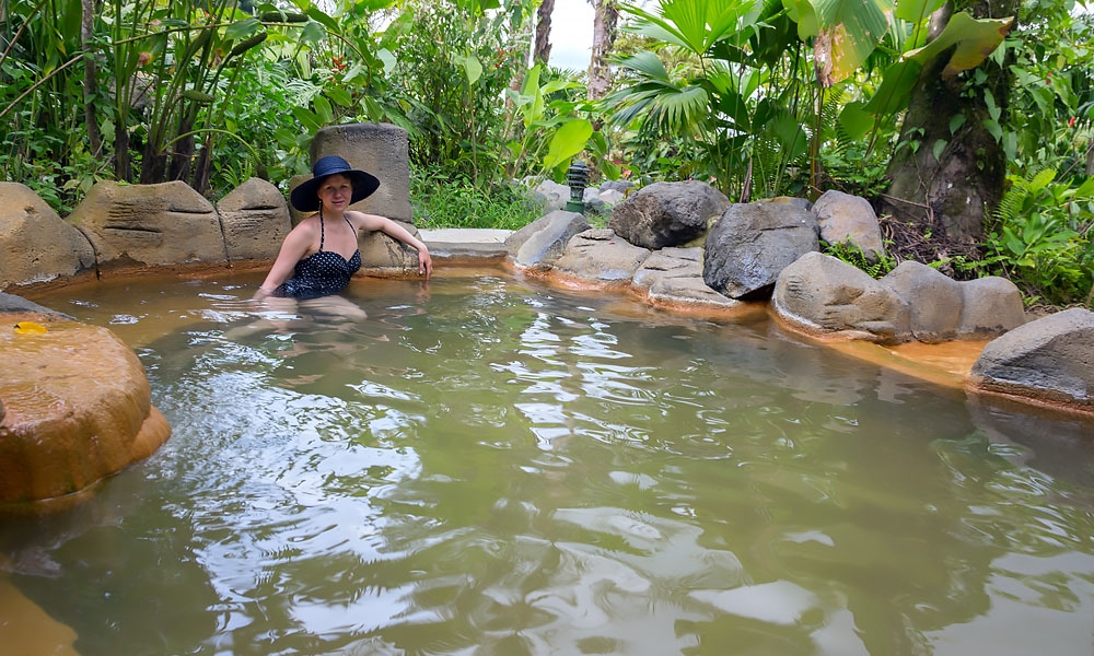 Hot springs dot the foot of the volcano