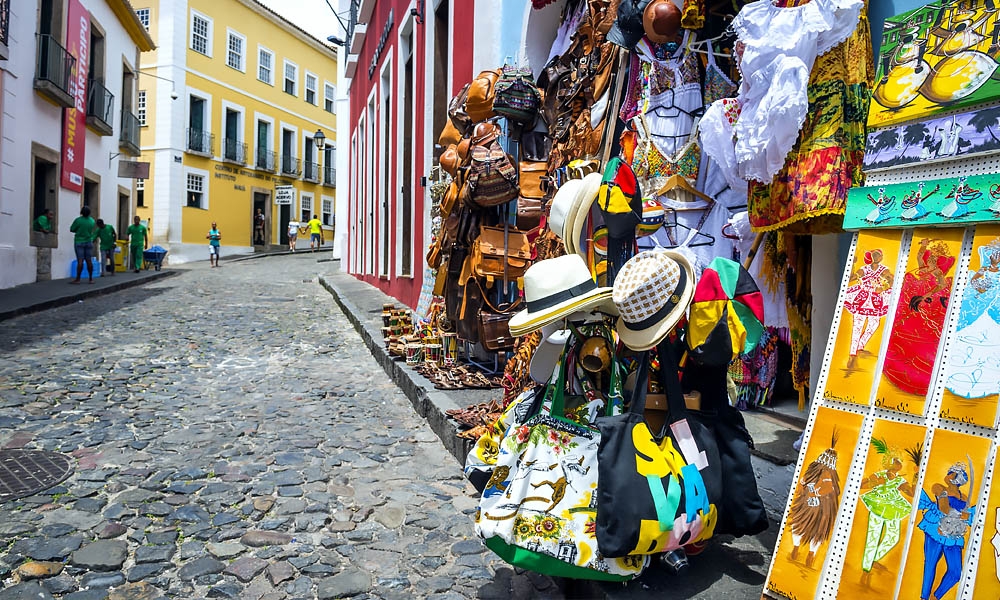 Salvador Bahia - Historic downtown Shops selling souvenirs